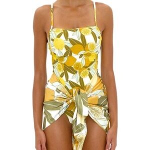 Andrea Iyamah Lemon Print Swimwear with Sarong